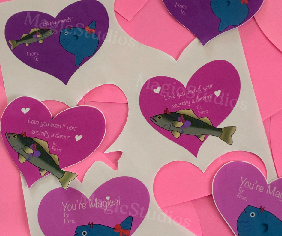 ✨💌Fish Demon Printable Valentines💌✨